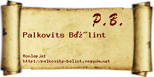 Palkovits Bálint névjegykártya